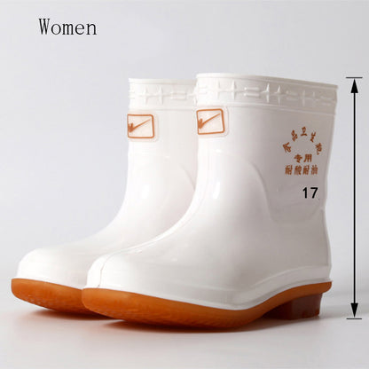 أحذية المطر البيضاء القصيرة للرجال والنساء