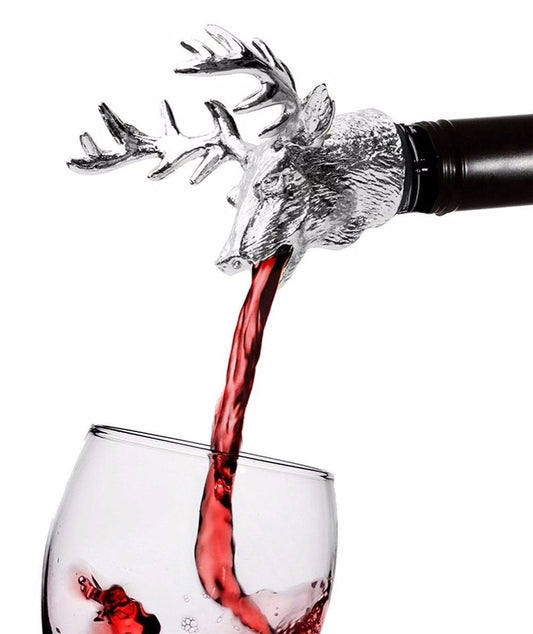 مدفق النبيذ وسدادة مهوية النبيذ الفولاذ المقاوم للصدأ الغزلان الأيل رئيس مدفق النبيذ الأيول رئيس مثبت زجاجي