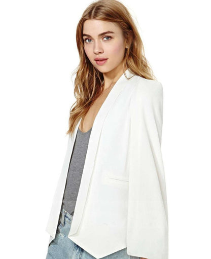 New Ladies Women Long Sleeve Lapel Cape Poncho Office Jacket Cloak Blazer Suit Coat KR2
