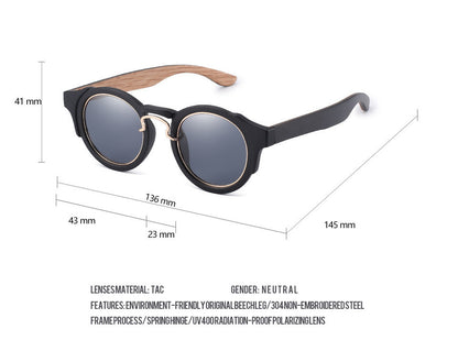 Retro Colorful Film Bamboo And Wood Sunglasses Punk Wooden Sunglasses For Men And Women Fashion Wood Polarized Round Glasses