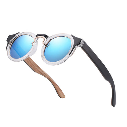 Retro Colorful Film Bamboo And Wood Sunglasses Punk Wooden Sunglasses For Men And Women Fashion Wood Polarized Round Glasses