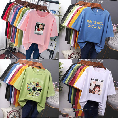 Clothing Women'S T-Shirt Korean Women'S Night Market Short-Sleeved T-Shirt Tail Goods Wholesale Bottoming Shirt Stall