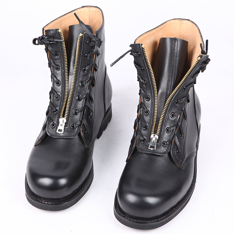 Leather High Top Round Toe Boots