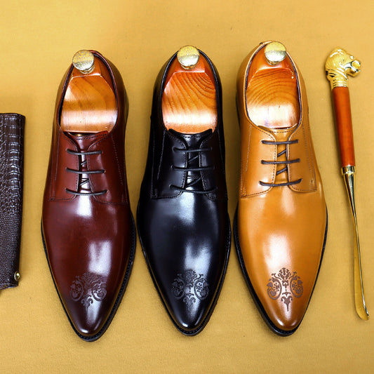 أحذية جلدية رجالية قابلة للتنفس منحوتة للأعمال الرسمية ملابس جلدية