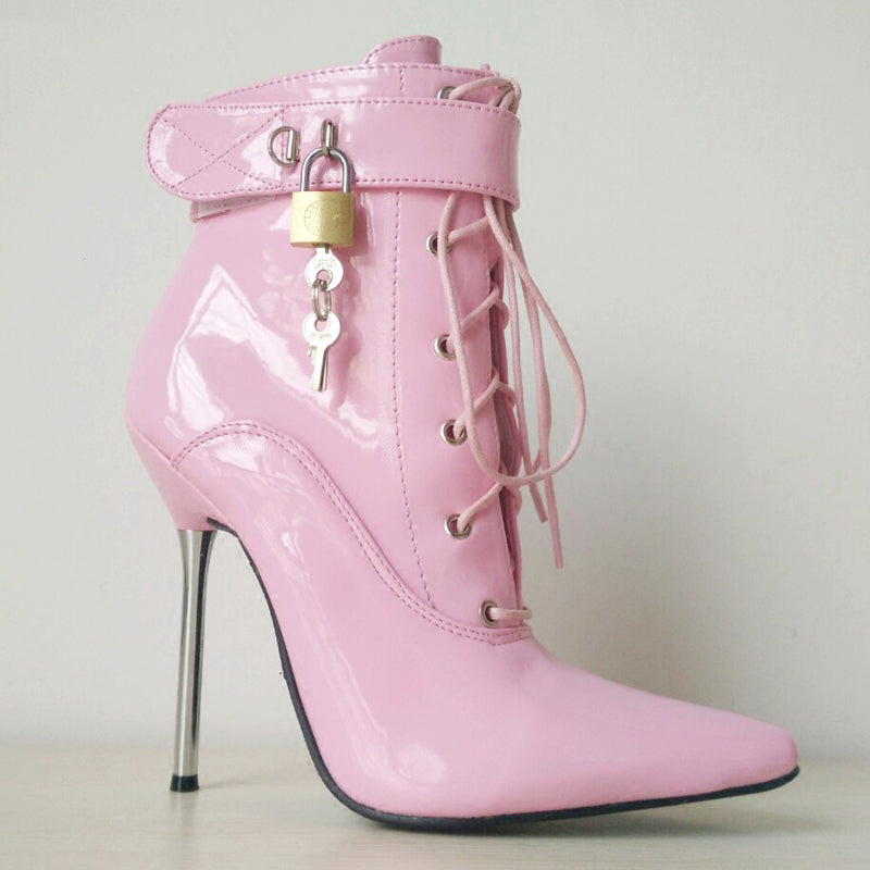 Locked Look- Ankle Strap Lace Up Boots