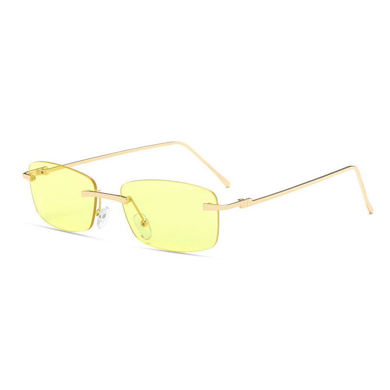 Ins Retro Small Frame Trimmed Sunglasses Women Fashion Frameless Square Sunglasses