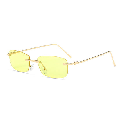 Ins Retro Small Frame Trimmed Sunglasses Women Fashion Frameless Square Sunglasses
