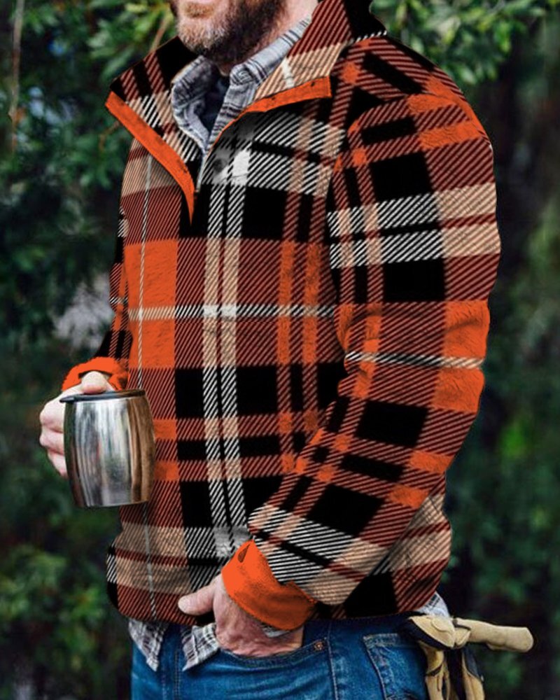 Autumn And Winter Casual Button Pocket Flannel Plush Men's Sweater