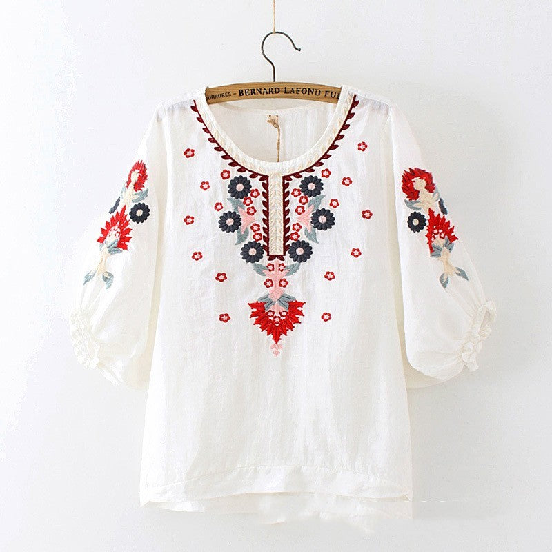 European And American Embroidery Loose Top Women's Clothing