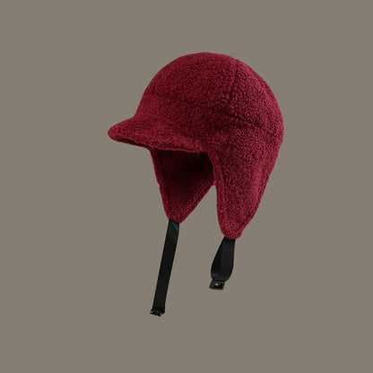 Men's Lamb Wool Ski Flying Ear Protection Baseball Hat