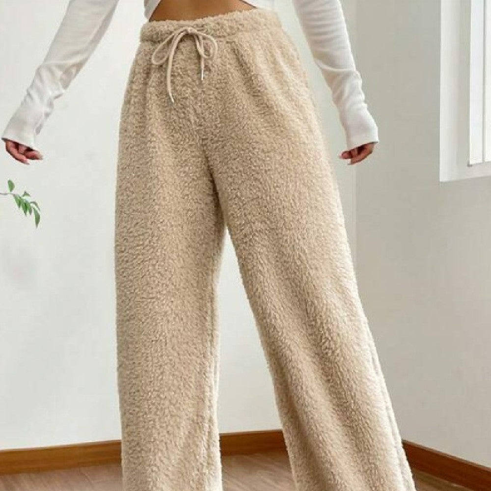 Plush Casual Loose Soft Wool Warm Home Pants