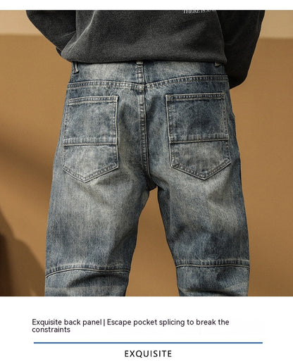 American Straight Men's Versatile Loose Denim Daddy Pants