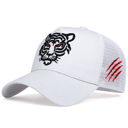 Men's Fashion Tall Crown Tiger Head Embroidered Baseball Hat