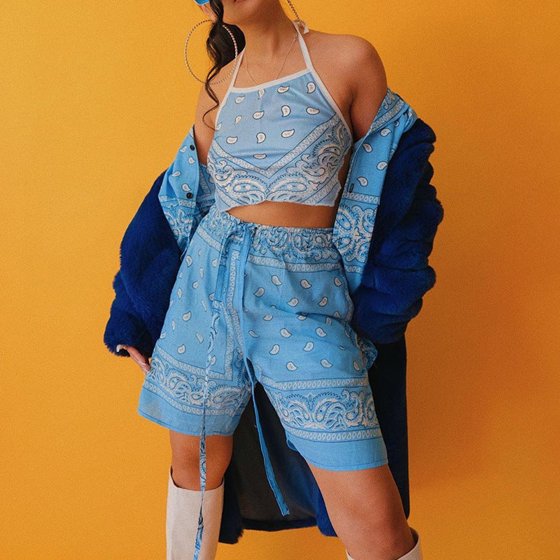 Fashion Trendy Women's Pants Printed Hip-Hop Loose Lace-Up Shorts Women Summer