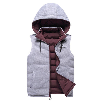 Hooded Cardigan Stand Collar Men's Youth Vest