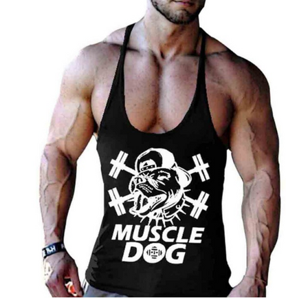 الكرتون المحملة القمم كمال الاجسام قميص لياقة بدنية الرجال أعلى تجريب العضلات الكلب المطبوعة الملابس الرياضية