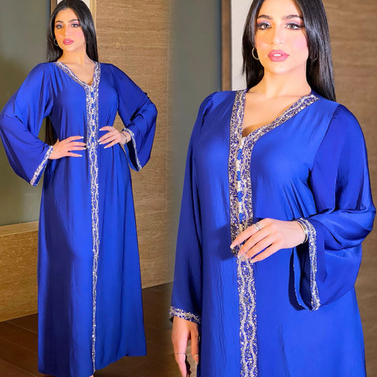 فستان نسائي أزرق اللون الماسي الساخن روب دبي العربي