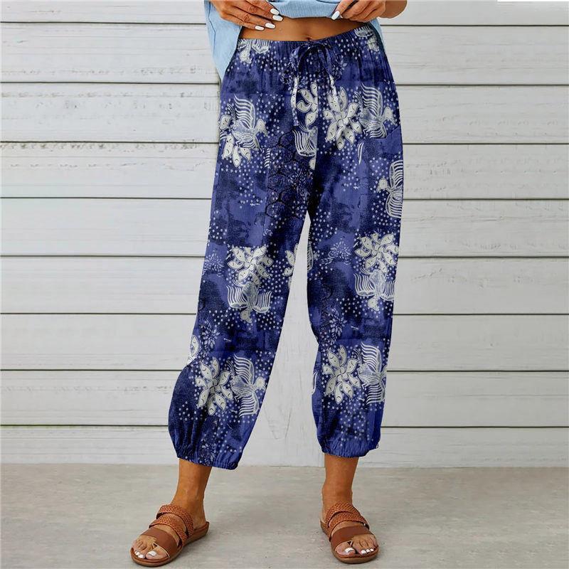 Fashion Floral Print Casual Jumpsuit Lady's Pants