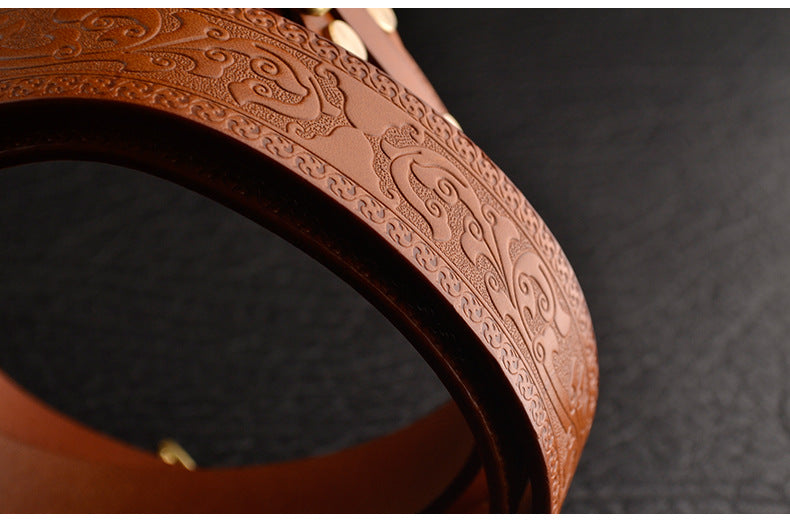 Men's Leisure Leather Belt With Woven Pattern