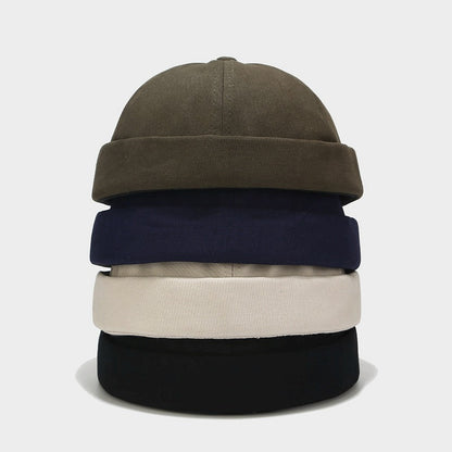 قبعة مالك الأرض ذات لون سادة من القطن بتصميم عتيق للرجال