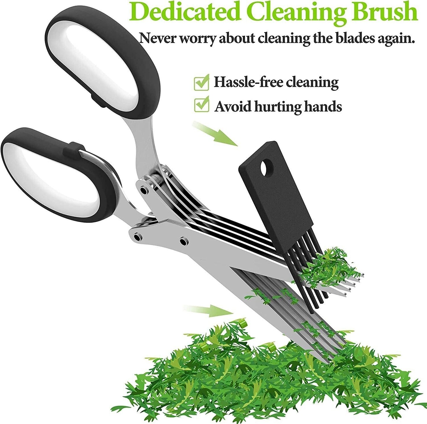 Herb Scissors Set With 5 Blades And Cover - Multipurpose Kitchen Shear