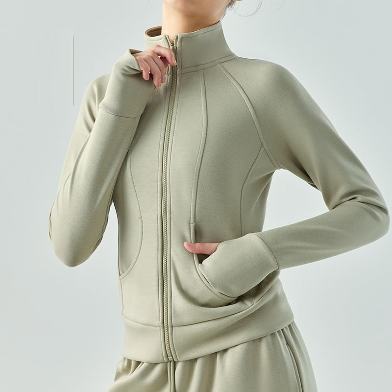 Zipper Sportswear Jacket Stand Collar Fallwinter Slim Yoga Clothes