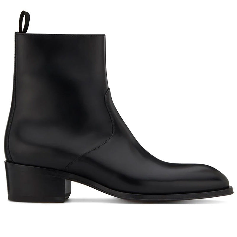 Leather Pointed Toe Zipper High Street Martin Boots