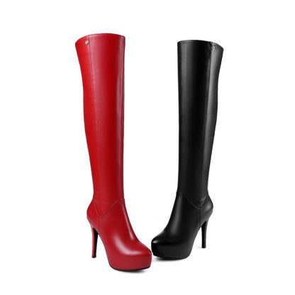 Women's Authentic Leather Stiletto Super High Heel Long Boots