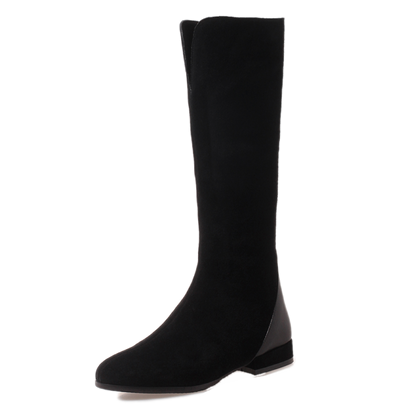 Women's New Leather Scrub Thick Heel High Boots