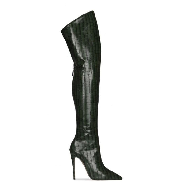 Paris Catwalk Stiletto and Pointed High-Heeled Long-Tube Over-The-Knee Catwalk Boots