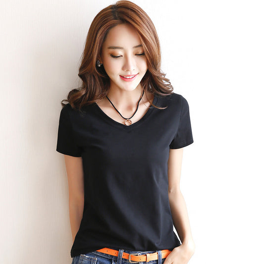 Korean Women's Summer New Style Short-sleeved T-shirt Round Neck Top