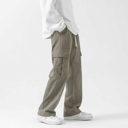Autumn And Winter Corduroy Loose Straight Cargo Pants