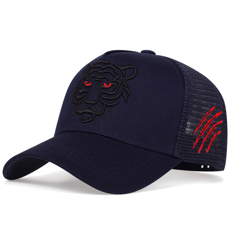 Men's Fashion Tall Crown Tiger Head Embroidered Baseball Hat