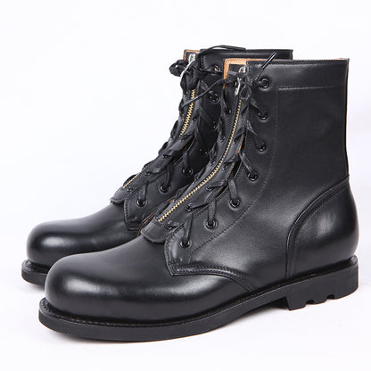 Leather High Top Round Toe Boots