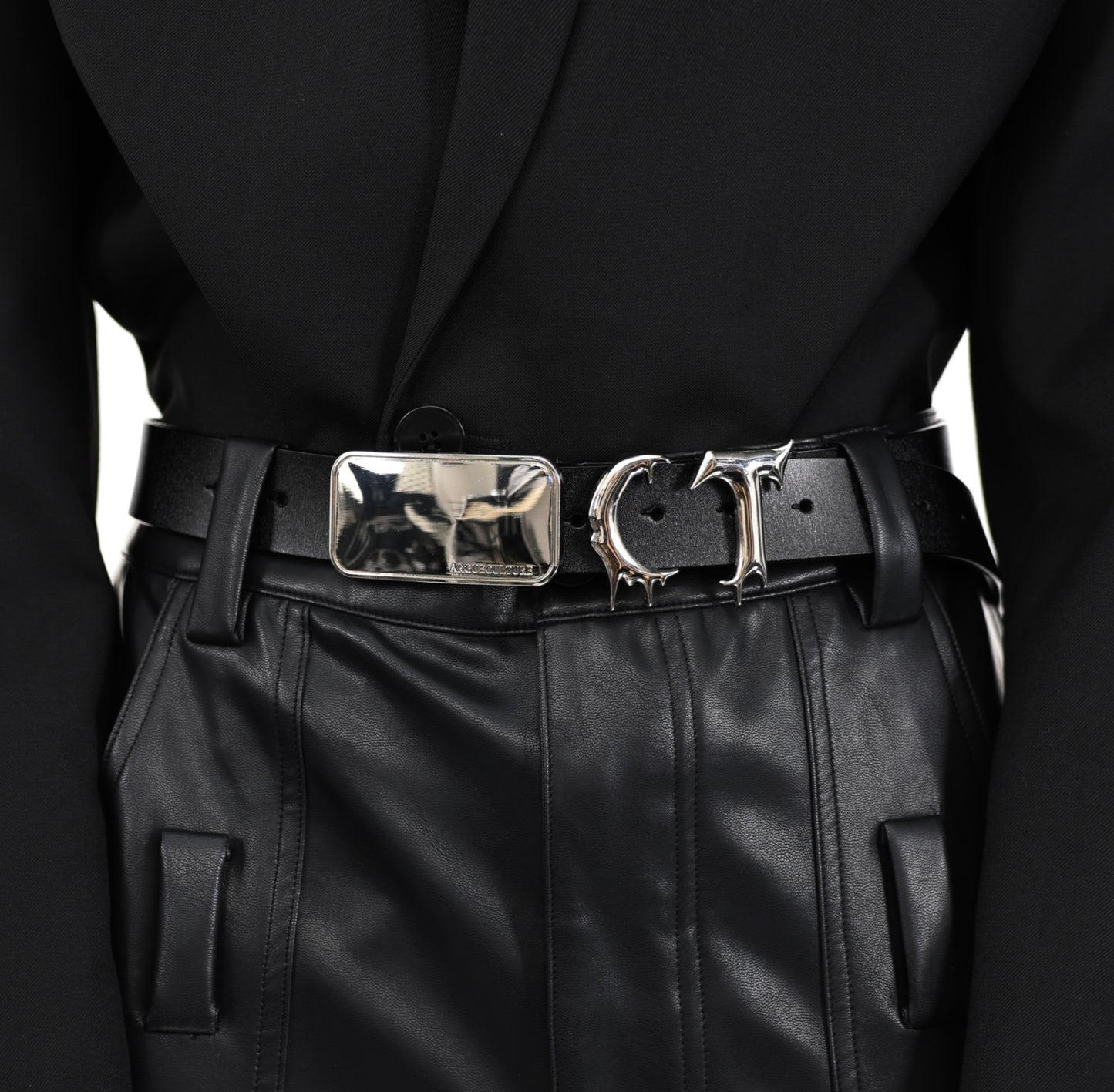 حزام معدني رائد ثلاثي الأبعاد بخياطة غير منتظمة تصميم عصري للرجال والنساء