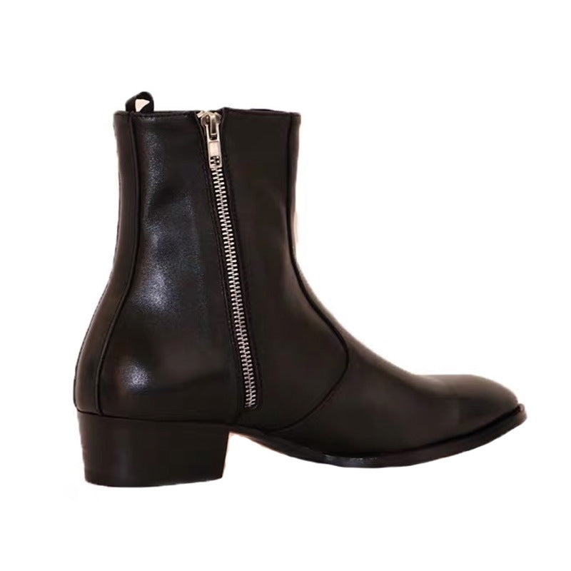 Leather Pointed Toe Zipper High Street Martin Boots