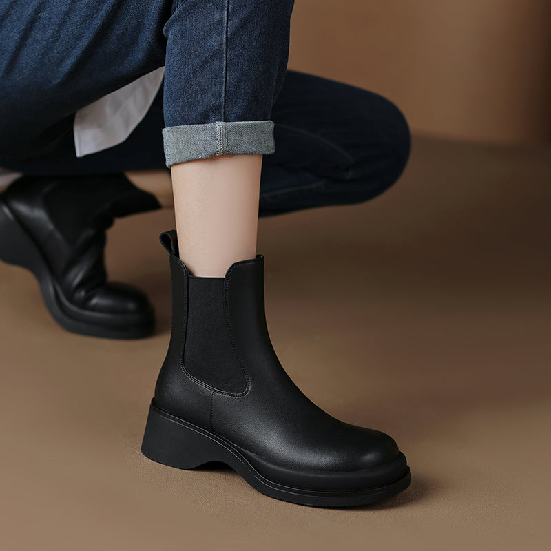حذاء نسائي خريفي من الجلد ذو نعل سميك من Martin Boots Chimney Boots