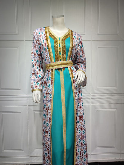 Muslim Clothing Saudi Dubai Women's Robe Two-piece Set