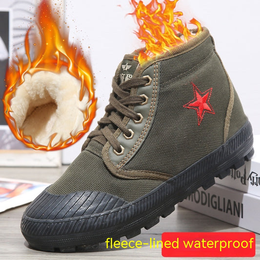 أحذية مطاطية مضادة للانزلاق لحماية العمال، مبطنة بالصوف