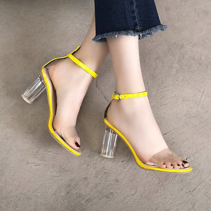 Korean Style Transparent Crystal High Heel Sandals
