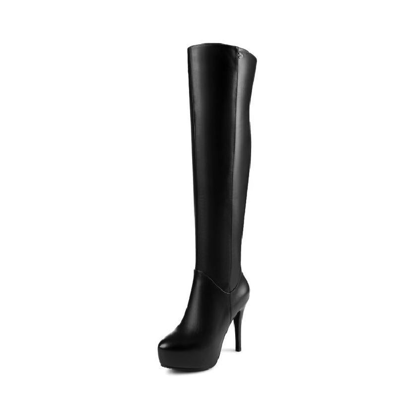 Women's Authentic Leather Stiletto Super High Heel Long Boots