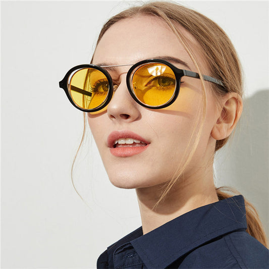 نظارات شمسية كلاسيكية مستديرة من Peekaboo للرجال مصممي العلامات التجارية أرجواني أصفر أسود شفاف نظارات شمسية للنساء ريترو 