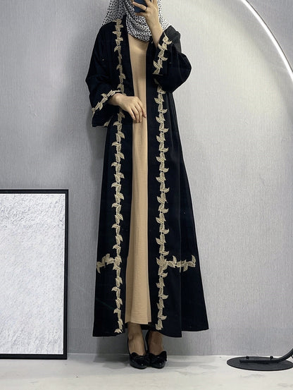 Women's Long Dress Dubai Embroidered Lace Cardigan Robe