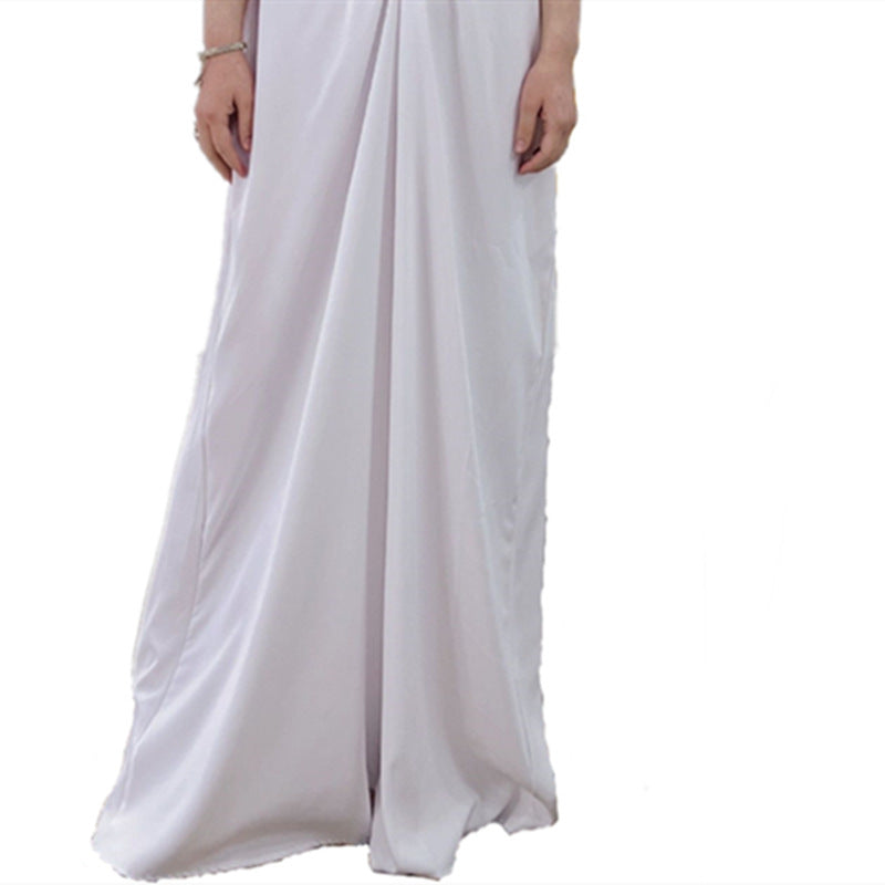 فستان Spot Goods الشرق الأوسط العربي دبي فستان أبيض بدون أكمام بطيات وبطانة من الأسفل