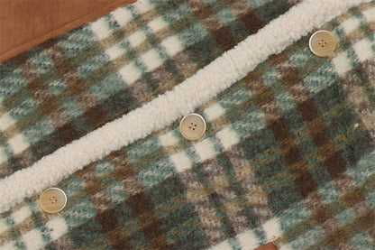 American Retro Plaid Lapel Cotton-padded Coat