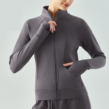 Zipper Sportswear Jacket Stand Collar Fallwinter Slim Yoga Clothes