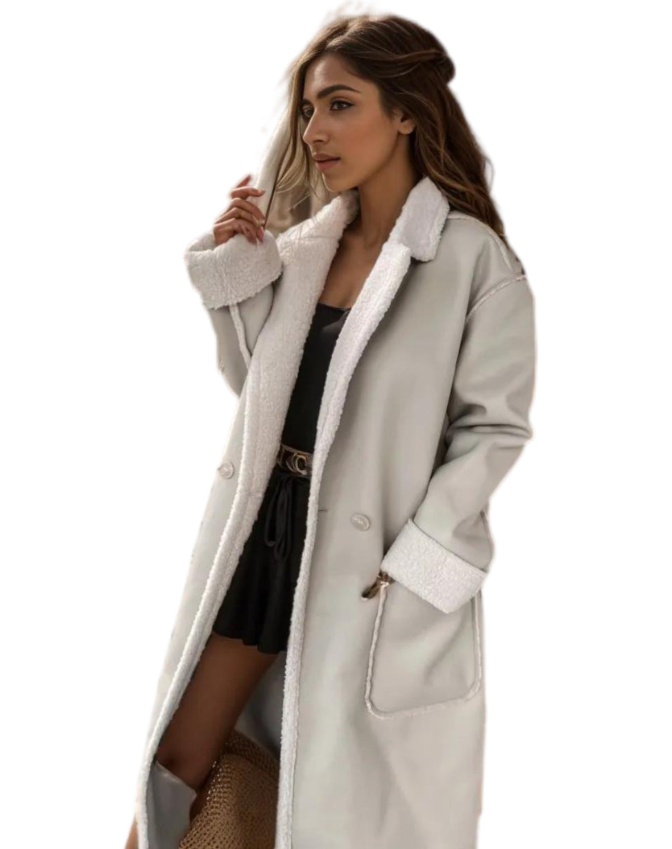 Casual Leather Thickened Trench Coat Loose Fashionable Jacket