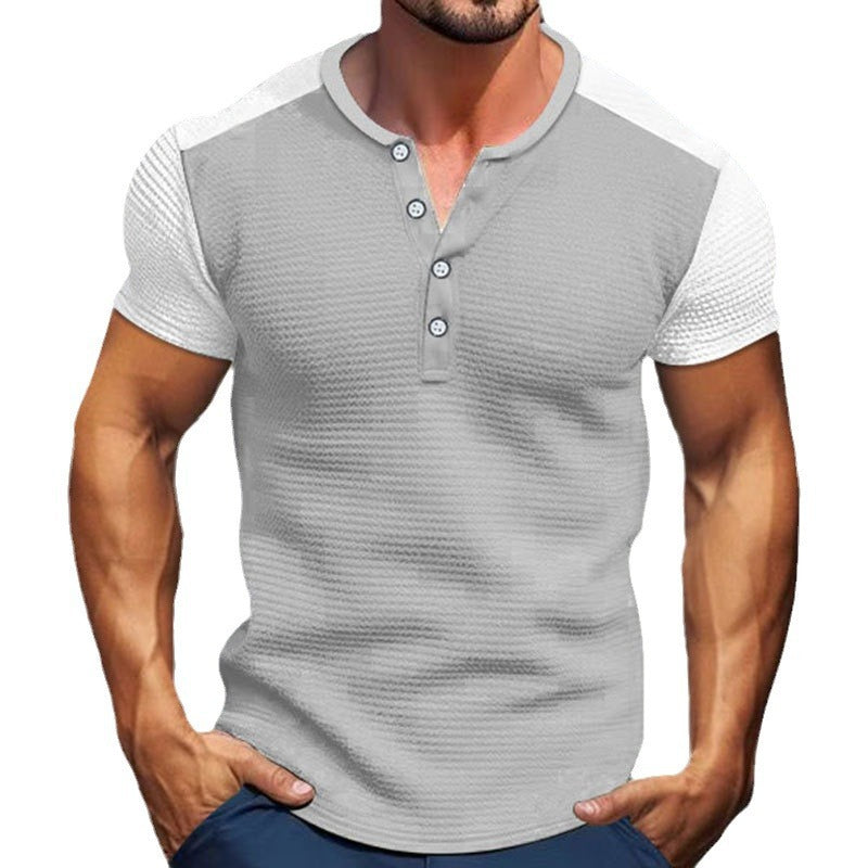 American Retro Tough Guy Color Matching T-shirt Men's Heavy Short Sleeve