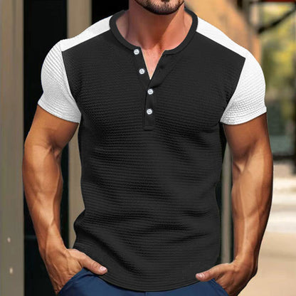 American Retro Tough Guy Color Matching T-shirt Men's Heavy Short Sleeve