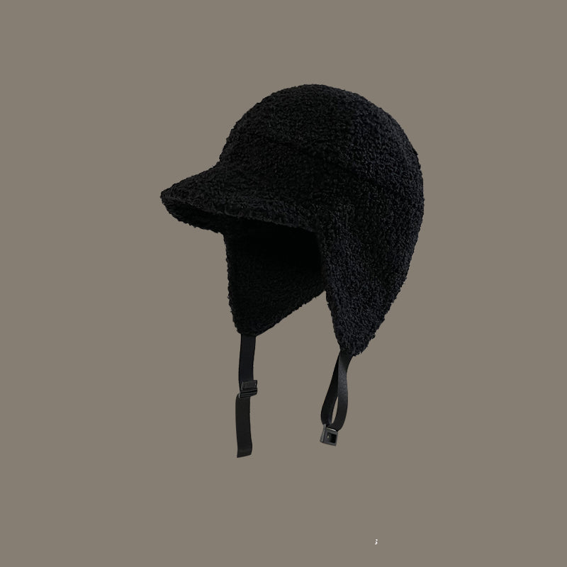 قبعة بيسبول للرجال من صوف الخروف لحماية الأذن الطائرة